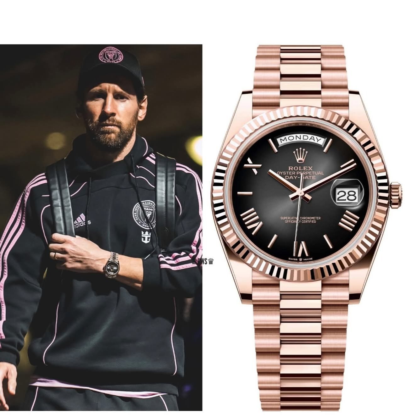 ROLEX ROSE GOLD BLACK DAIL LIONEL MESSI EDITION