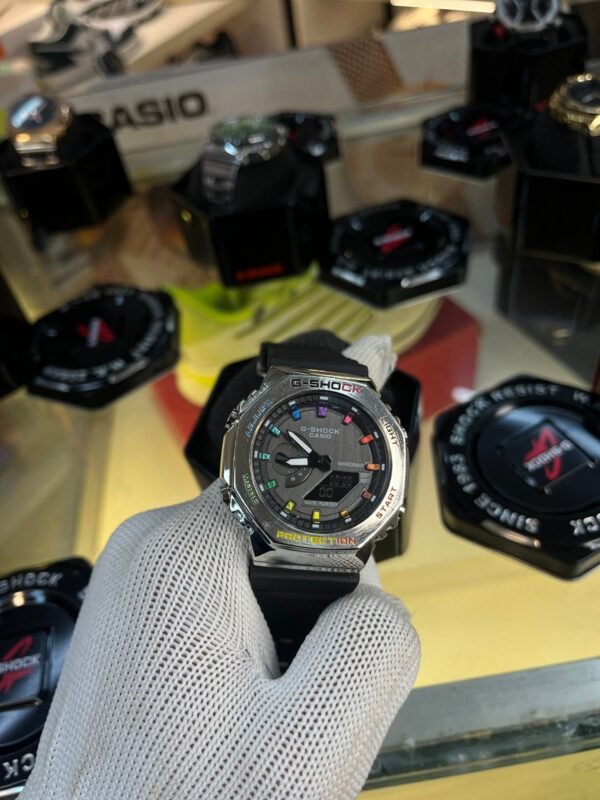 CASIO G SHOCK GM2100 RAINBOW EDITION BELT SILVER