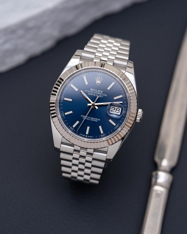 Rolex Datejust Silver Blue Dial Metal Watch