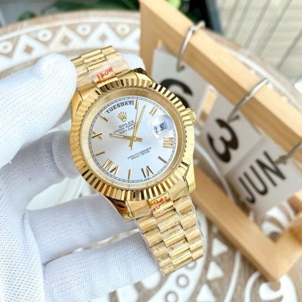Rolex Datejust Gold White Dial Metal Watch