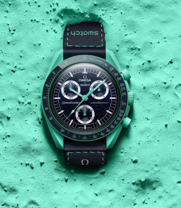 Swatch X Omega Bioceramic Moonswatch Mission To The Moon Earth Blue With Kit